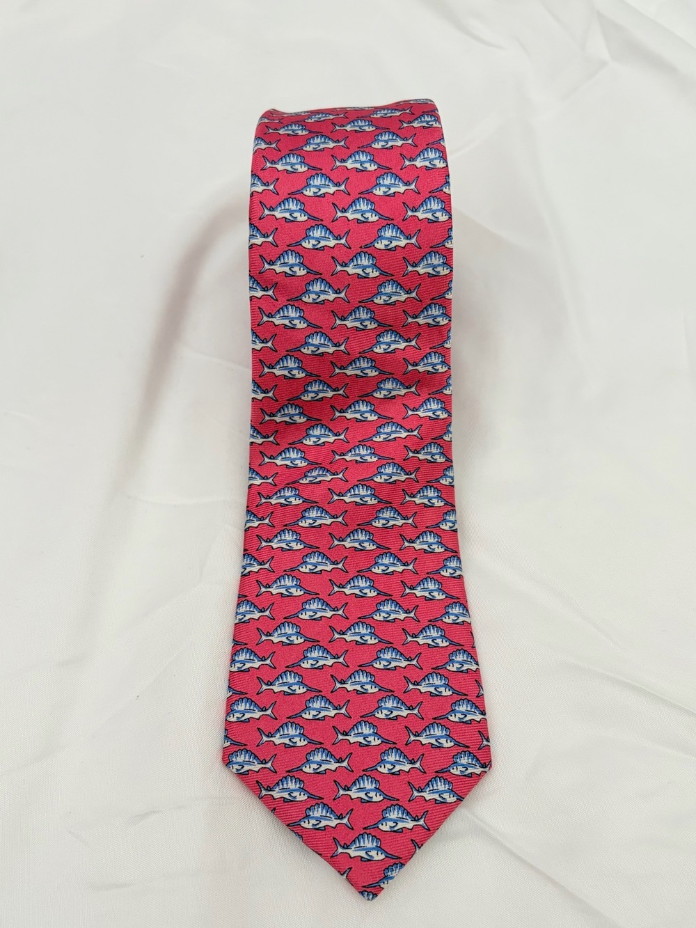 Crewcuts Pink Tie with Blue Fish Motif